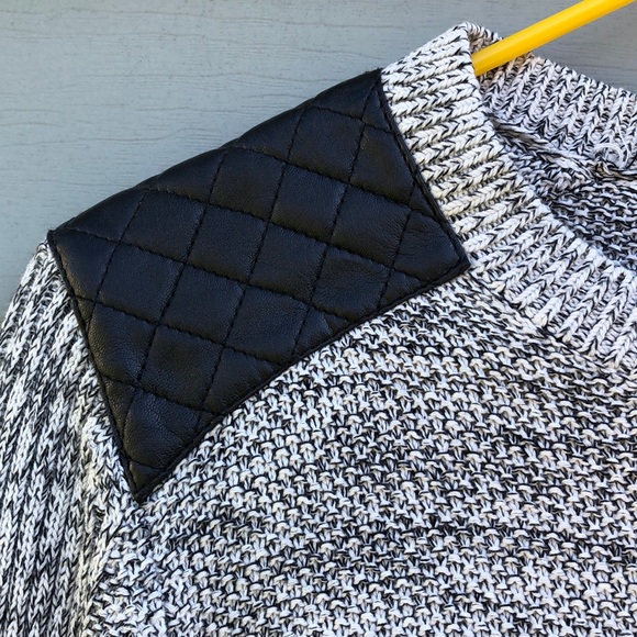 H&M sweater w vegan faux leather shoulder accents - Picture 3 of 8